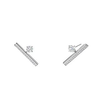 Hearts on Fire 18K White Gold Barre Floating Single Diamond Climber Earrings