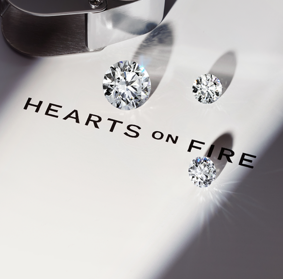 Hearts on Fire diamonds on logo backdrop