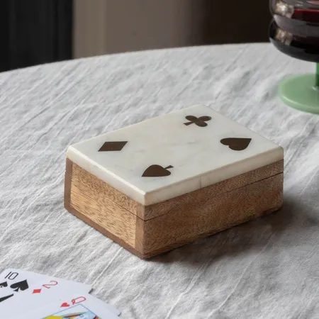 White Marble Card Holder with Cards