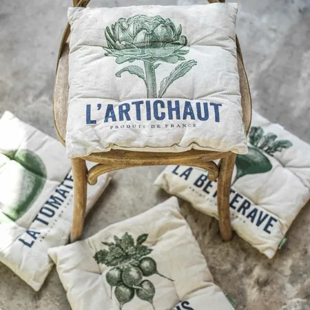 Set of Four Vegetable Print Seat Pads