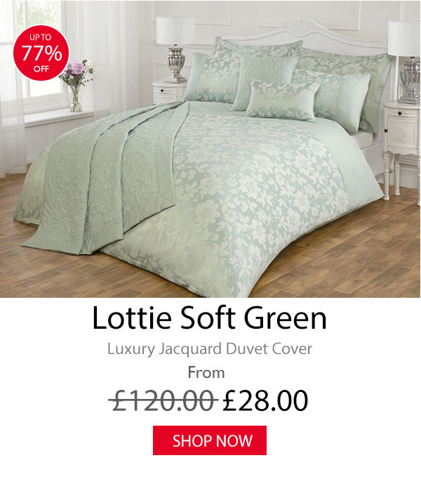 Lottie Soft Green Luxury Cotton Rich Jacquard Duvet Cover