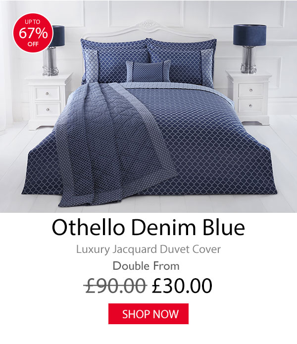 Othello Denim Blue Luxury Jacquard Duvet Cover