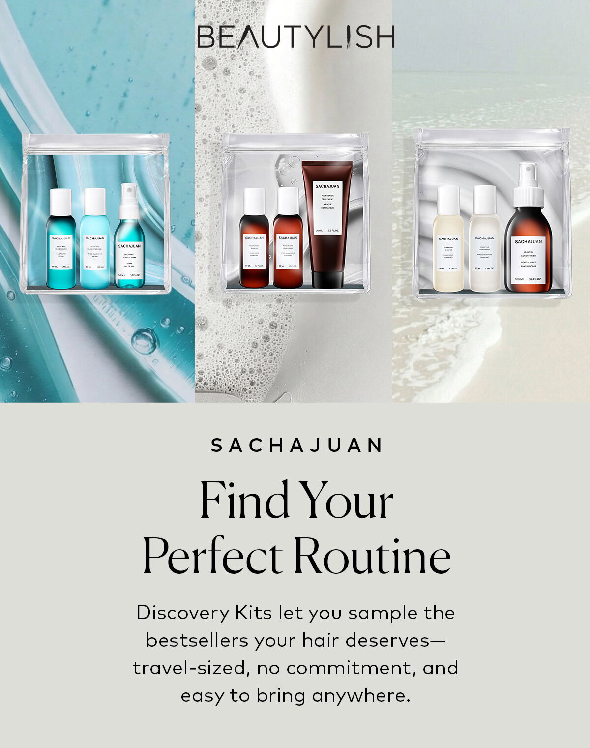 SACHAJUAN's Discovery Kits let you sample the bestsellers your hair deserves—travel-sized, no commitment, and easy to bring anywhere. Shop them here at Beautylish.com