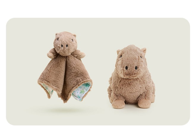 Capybara Lovey Blanket Warmies and Capybara Warmies.