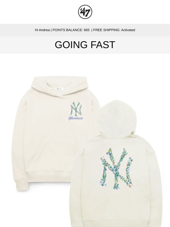🚨 Don't Miss Out On NEW YORK YANKEES FULL BLOOM '47 NAOMI HOOD WOMENS - M / DUNE / W