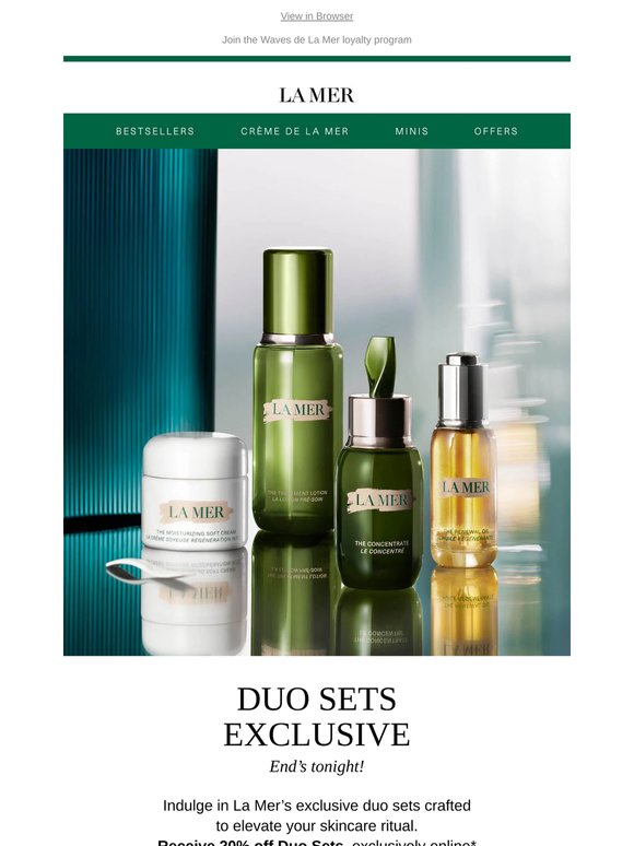 End's tonight. 20% off exclusive duo sets*