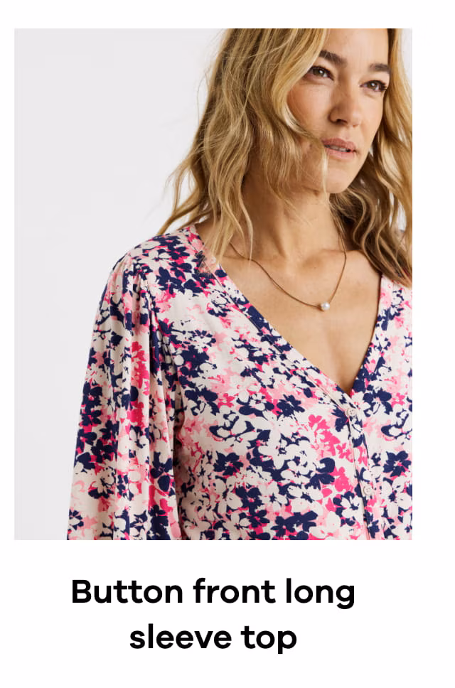 Button front long sleeve top