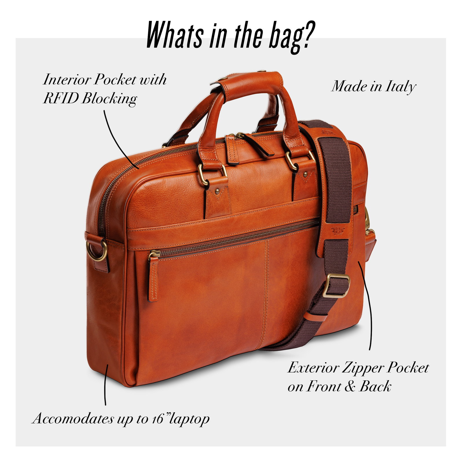 Italia gusset stringer bag