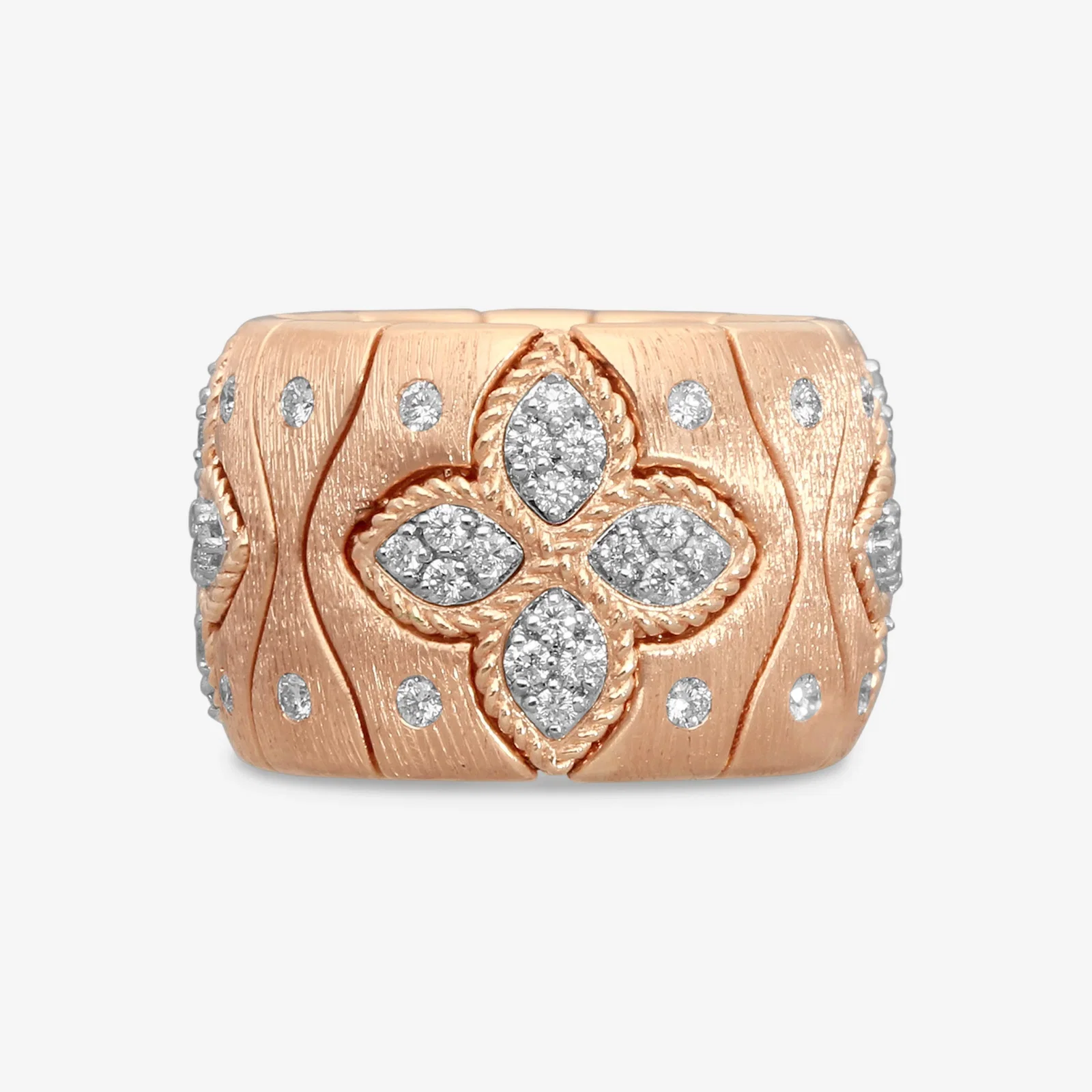 Image of Roberto Coin Royal Princess 18K Rose & White Gold Diamond Ring Sz. 5 7772982AH50X