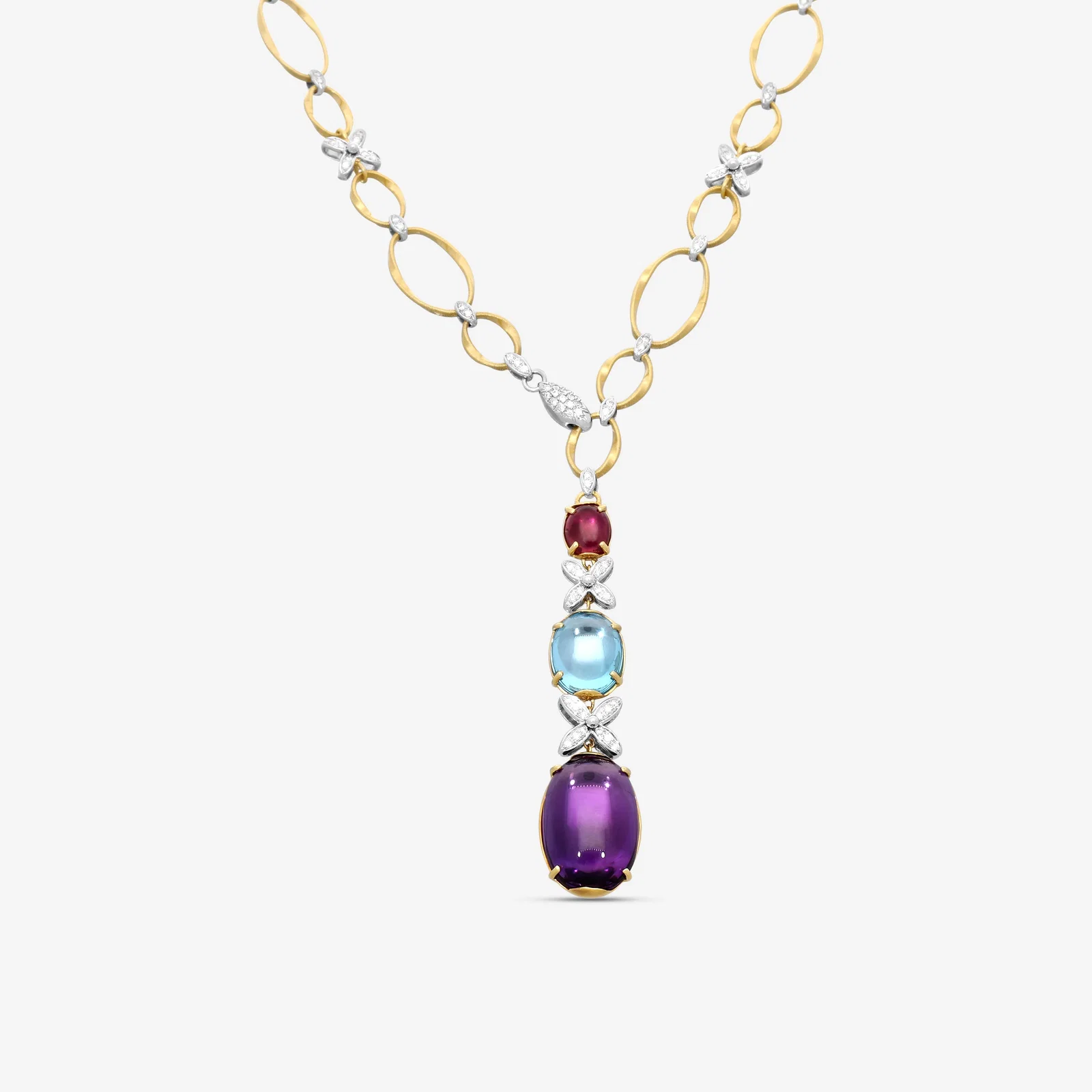 Image of Marco Bicego Marrakech Onde 18K Yellow & White Gold Diamond & Multi-Gemstone Necklace, 16'' CG828-LB3_MX01_YW_M5