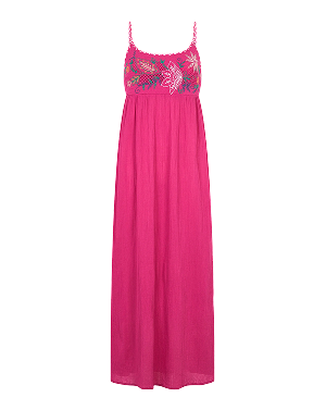 Tie Back Embroidered Midi Dress Pink