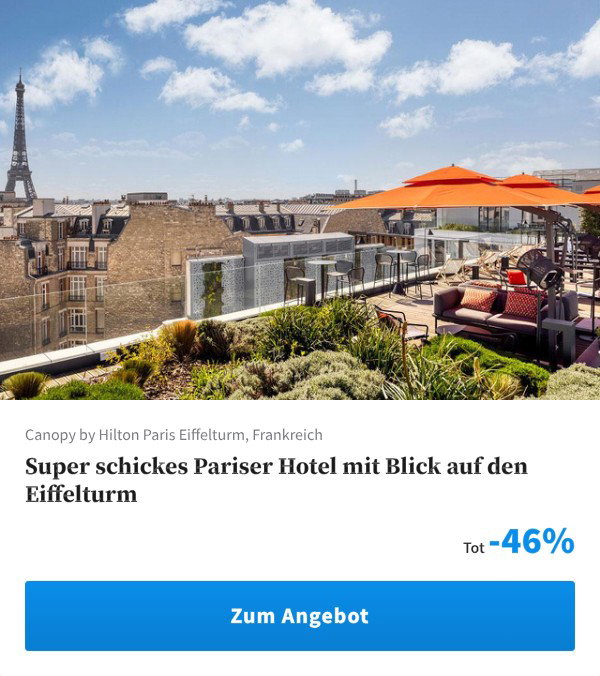 Super schickes Pariser Hotel mit Blick auf den Eiffelturm
