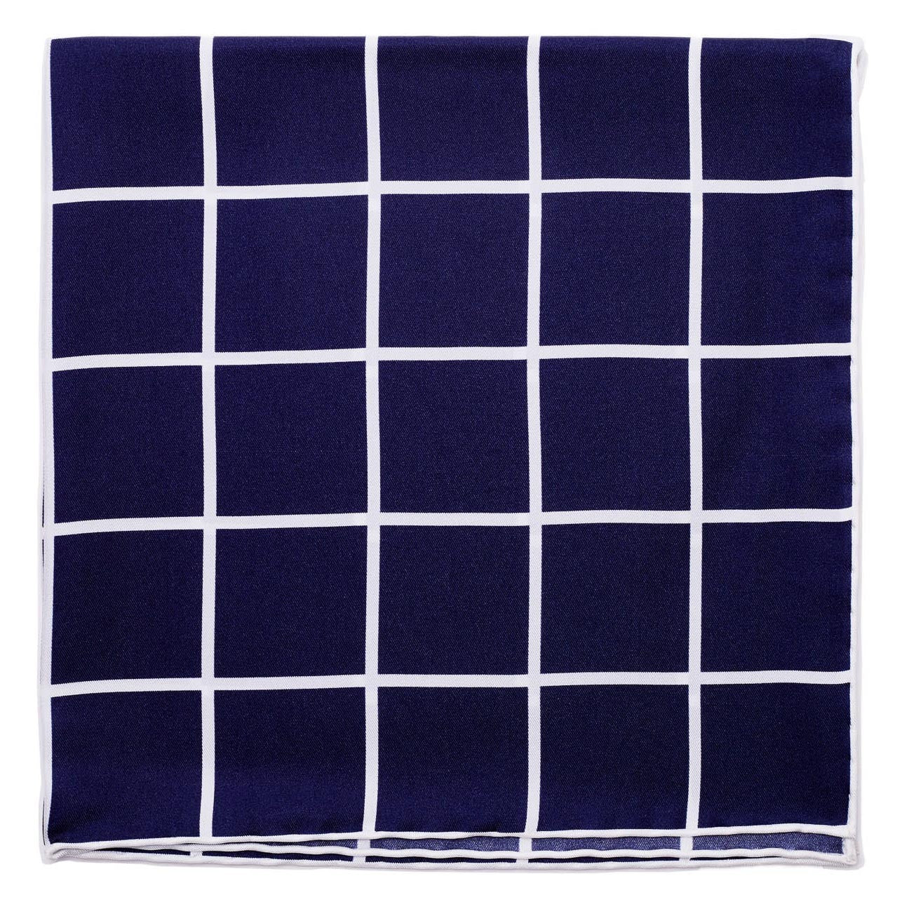 Image of Sovereign Grade Prince of Wales Pocket Square, Navy/White
