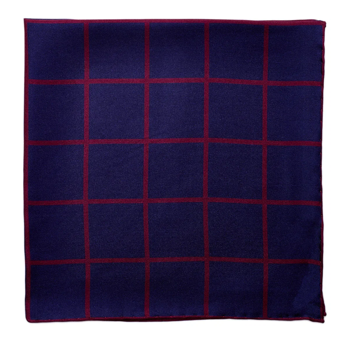 Image of Sovereign Grade Prince of Wales Pocket Square, Navy/Burgundy