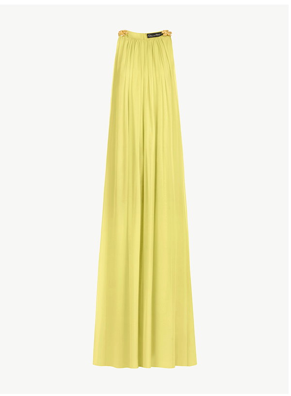 Hibiscus-Detail Silk Chiffon Caftan