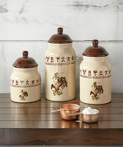 Bucking Bronco Ceramic Canisters - Set of 3