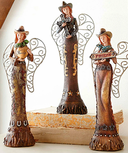 Cowgirl Angel Sculptures - Set of 3