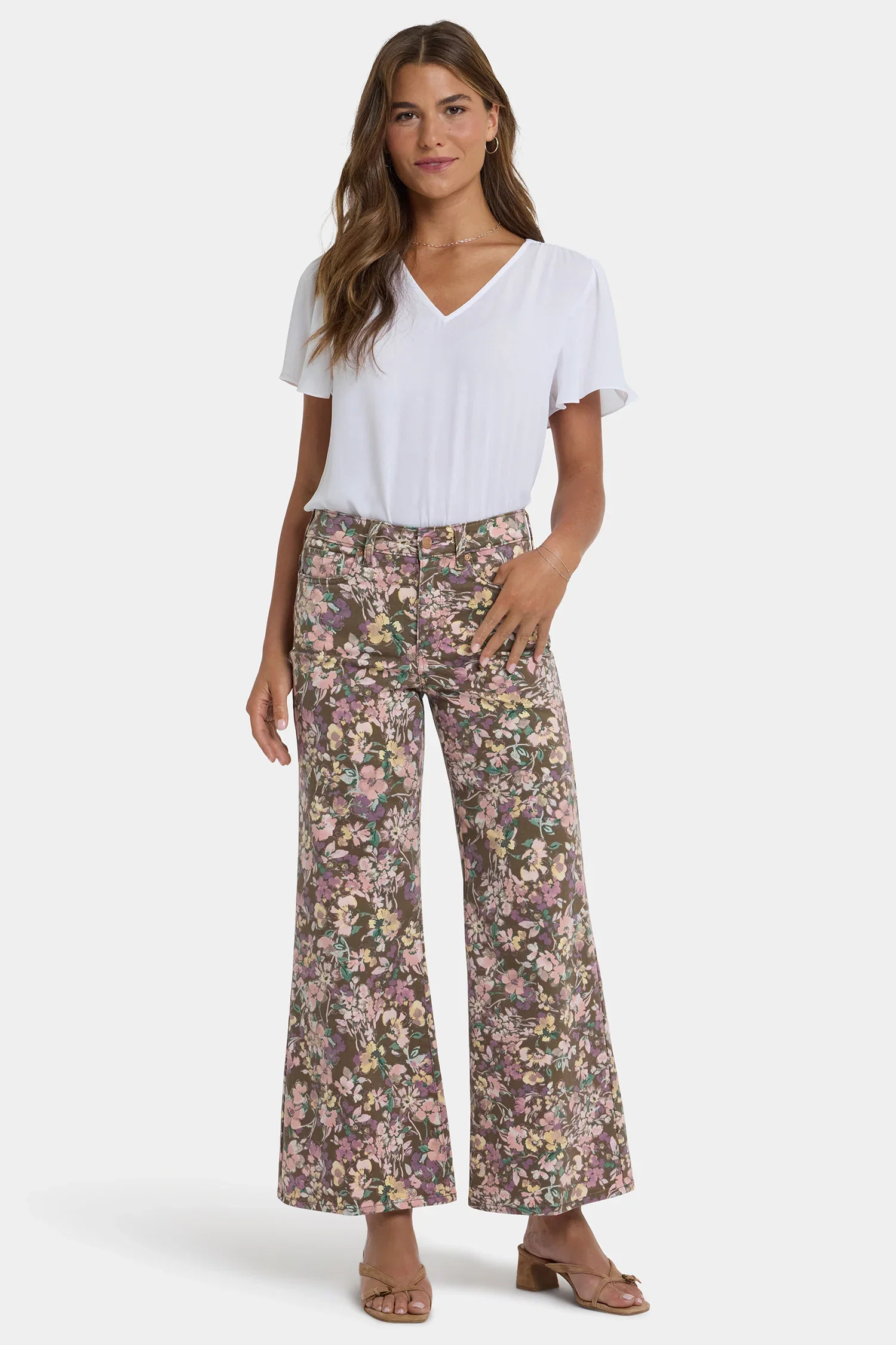 Image of Mia Palazzo Ankle Jeans - Earth Blooms