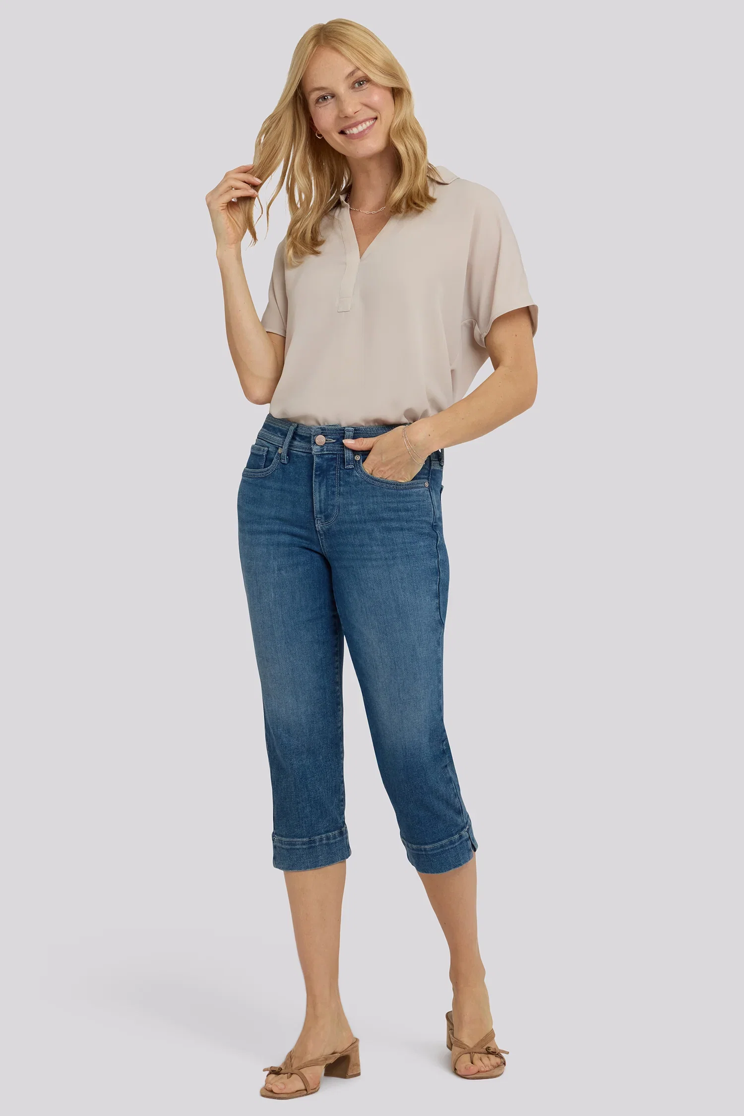 Image of Marilyn Straight Crop Jeans - Breezy Palms