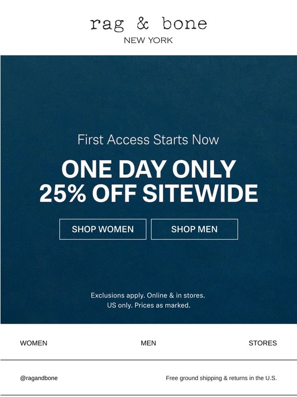 25% Off Sitewide For 24 Hours