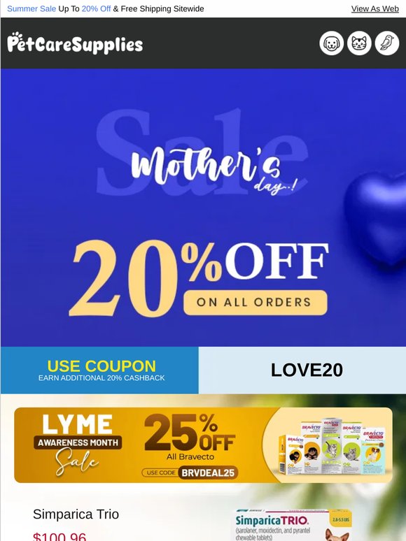 More Love. More Treats! Enjoy 25% Off All Bravecto Packs + $0 Shipping*