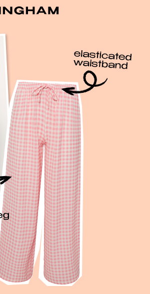 Pink Gingham Wide Leg Trousers