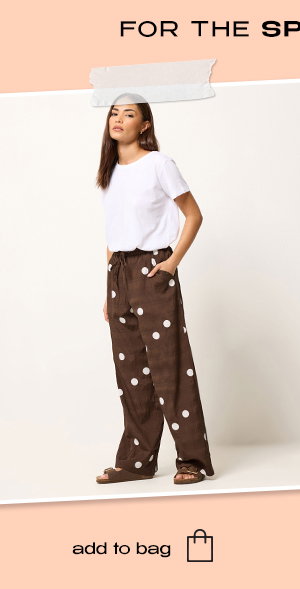 Chocolate Brown Polka Dot Wide Leg Trousers