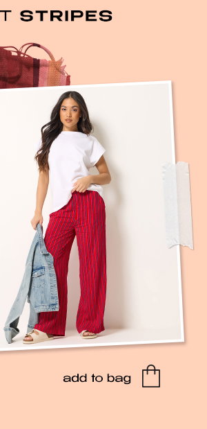 Pink & Red Stripe Wide Leg Trousers