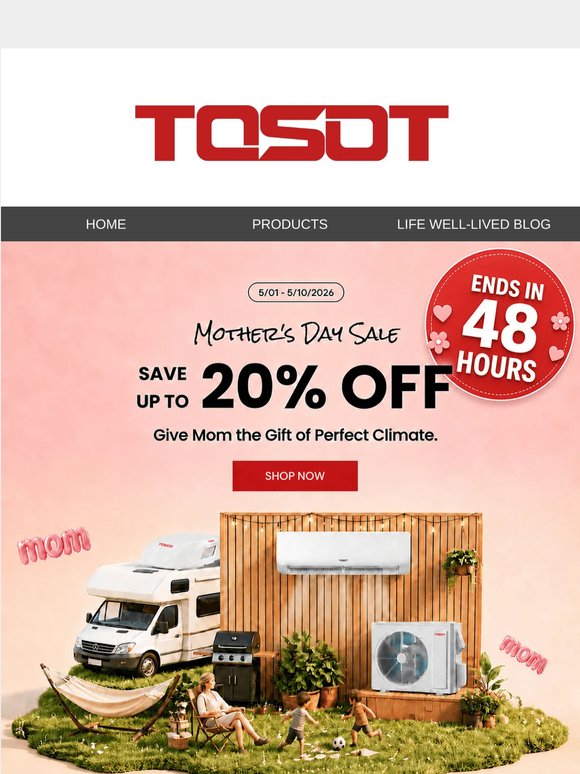 2 Days Left: Up to 20% Off for Mom