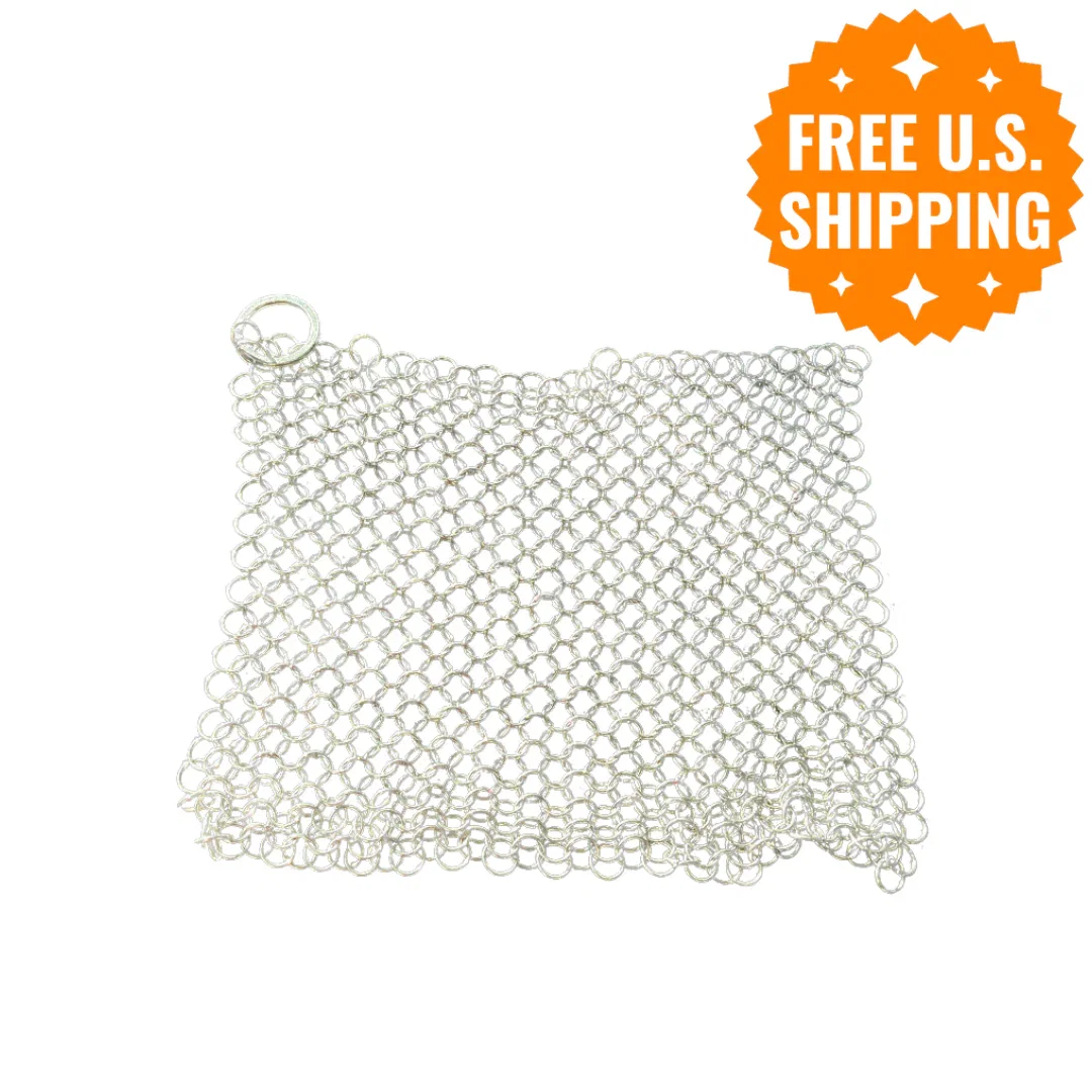 Image of Chain Mail Cast Iron Scrubber (8" x 8") - Grill & Skillet Cleaner