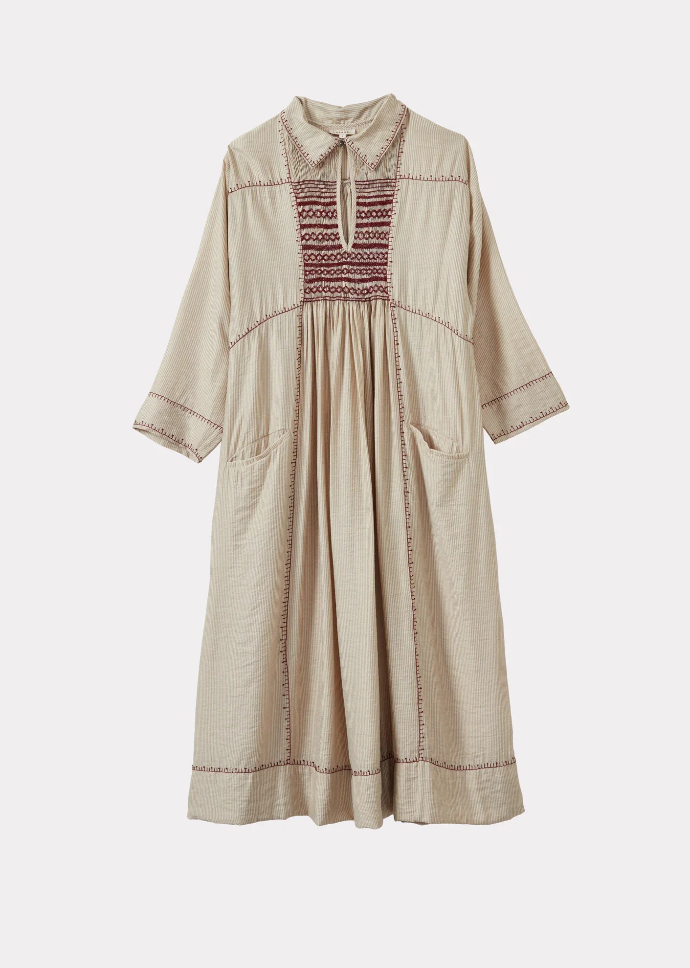 Image of MARS WOMEN'S DRESS - ECRU STRIPE
