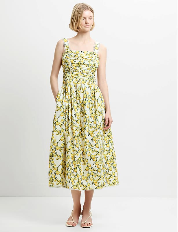 Citrus Barletta Ruched Midi Dress