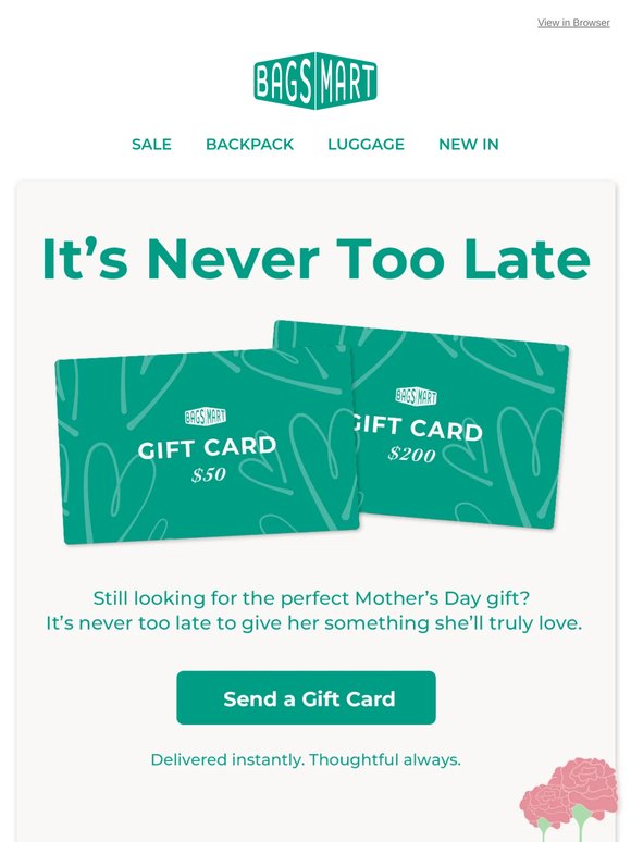 Instant gift card for Mom