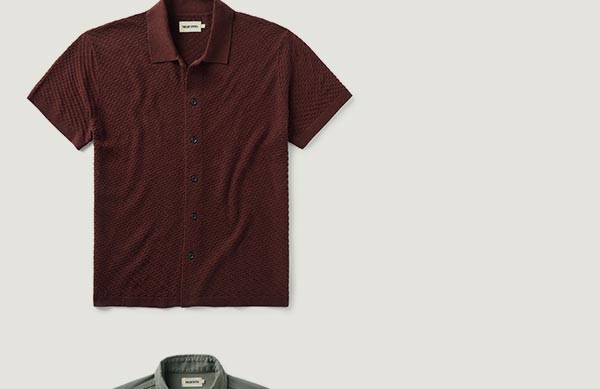 The Arlo Sweater Polo in Burgundy Texture Knit