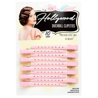 Vintage Hairstyling Hollywood Duckbill Hair Clips - Pink (Pack of 10)