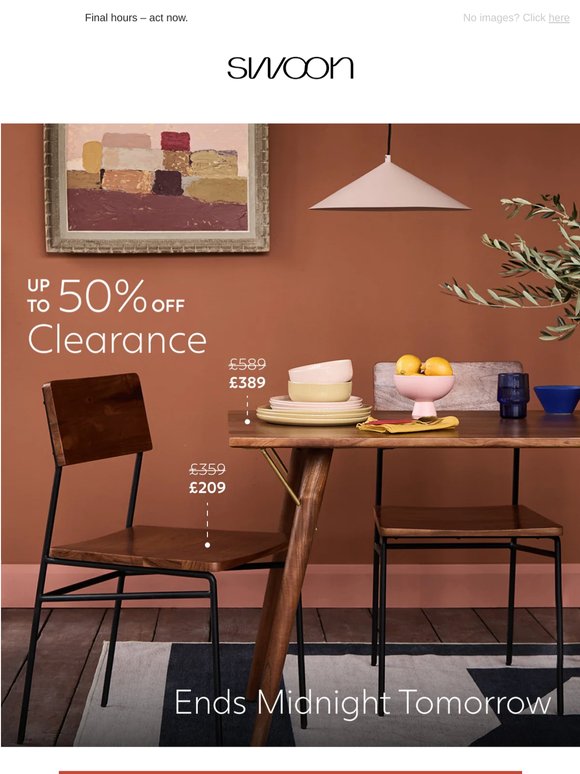 Ends Tomorrow: Up to 50% Off Clearance