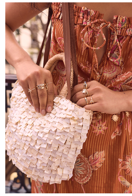 Mother of Pearl Raffia Handheld Bag