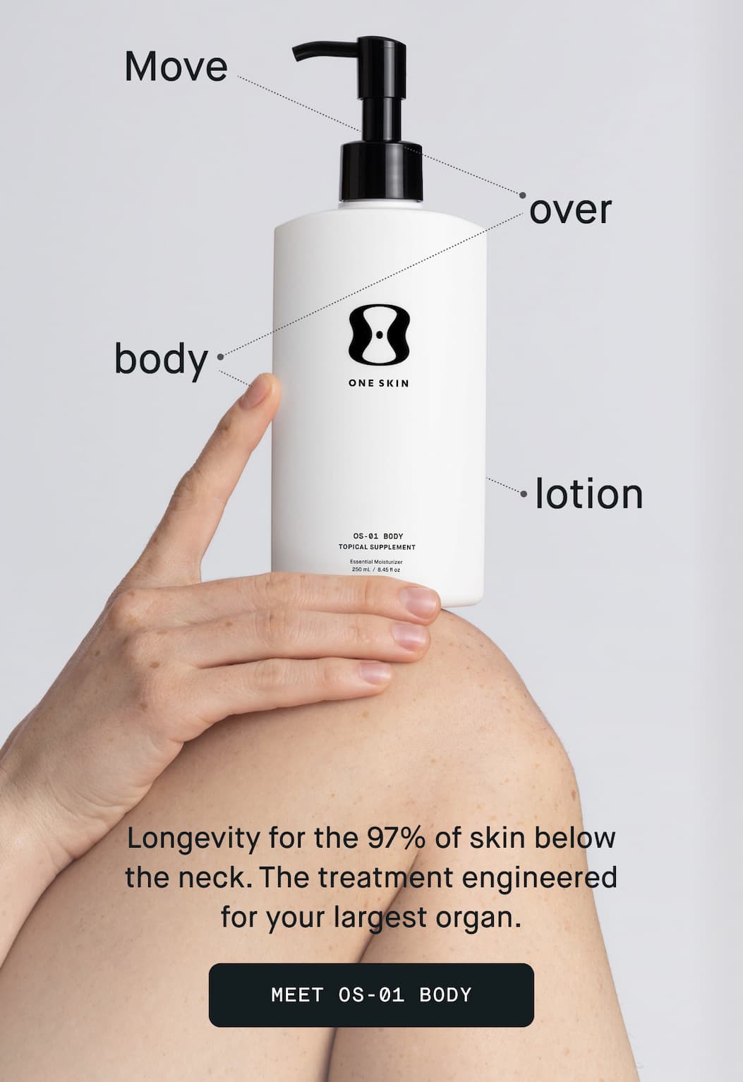 Longevity for the 97% of skin below the neck. The treatment engineered for your largest organ. Meet OS-01 BODY