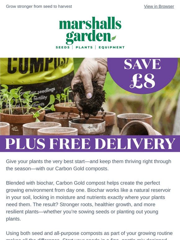 Free delivery + £8 off Carbon Gold compost twin packs