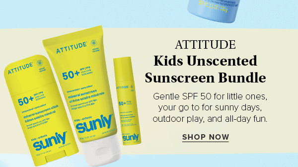 ATTITUDE SPF 50 Kids Unscented Sunscreen Bundle