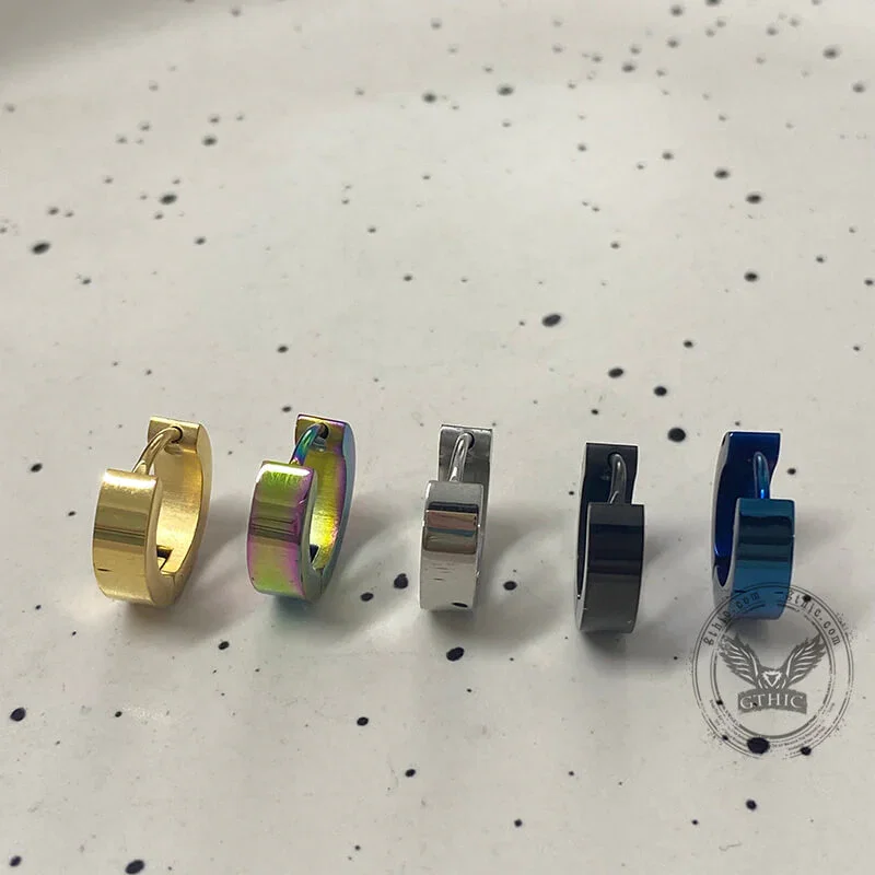 Image of Minimalist Solid Color Stainless Steel Huggie Earrings