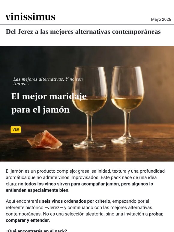 El mejor maridaje para el jamón no es tinto