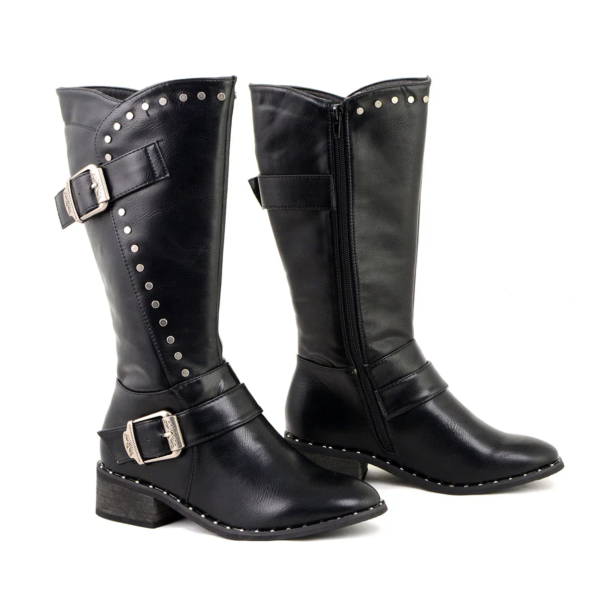 Image of Milwaukee Leather MBL9423 Women's Black Studded Fashion Casual Boots with Studded Outsole