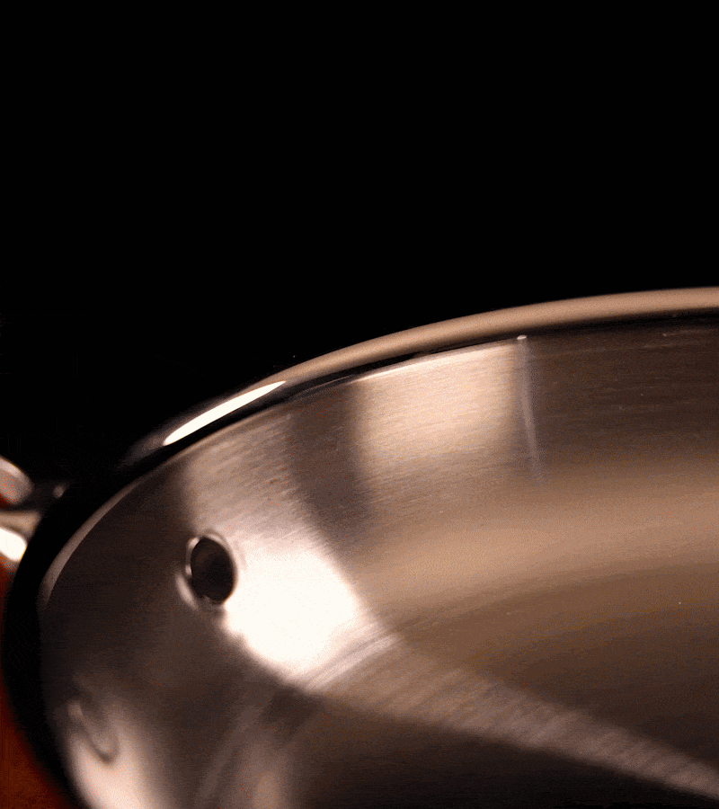 GIF: Cooking pork chop in Hestan ProBond Luxe skillet