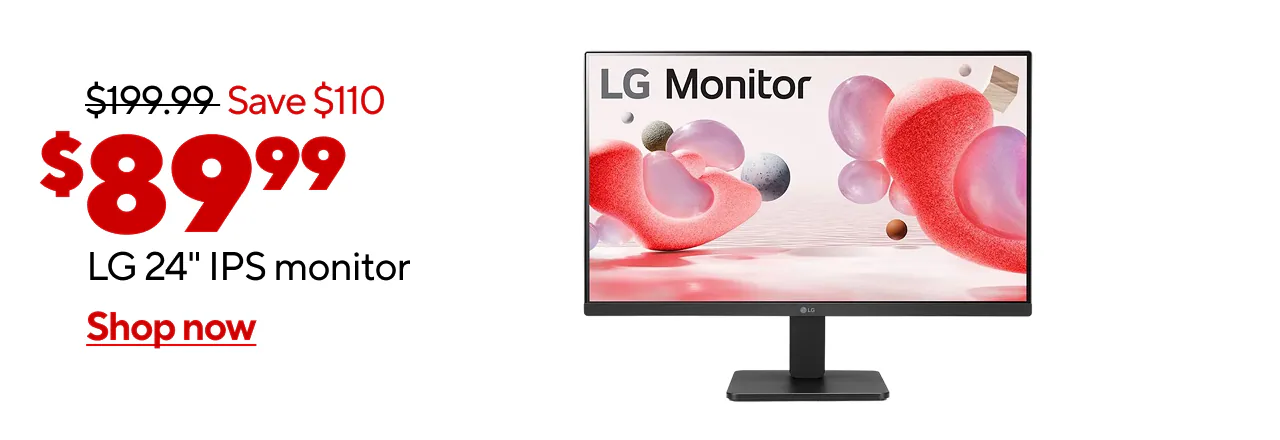 (AD: $89.99) LG 24 FHD IPS 100Hz Monitor (Reg $199.99, Save $110)
