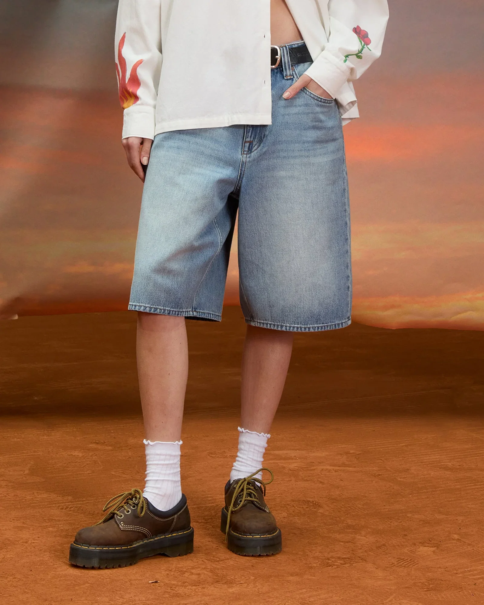 Image of Short en denim Beeggy - Dusty Blue Wash