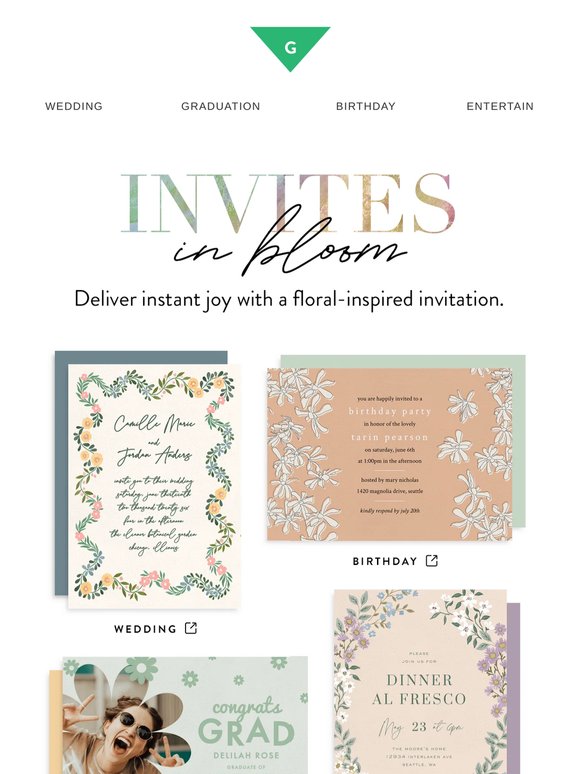 Invites in bloom