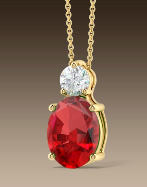 Ruby Solitaire Pendant with Diamond