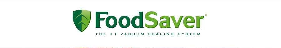 FoodSaver logo with tagline the number one vacuum sealing system, green shield icon on left.