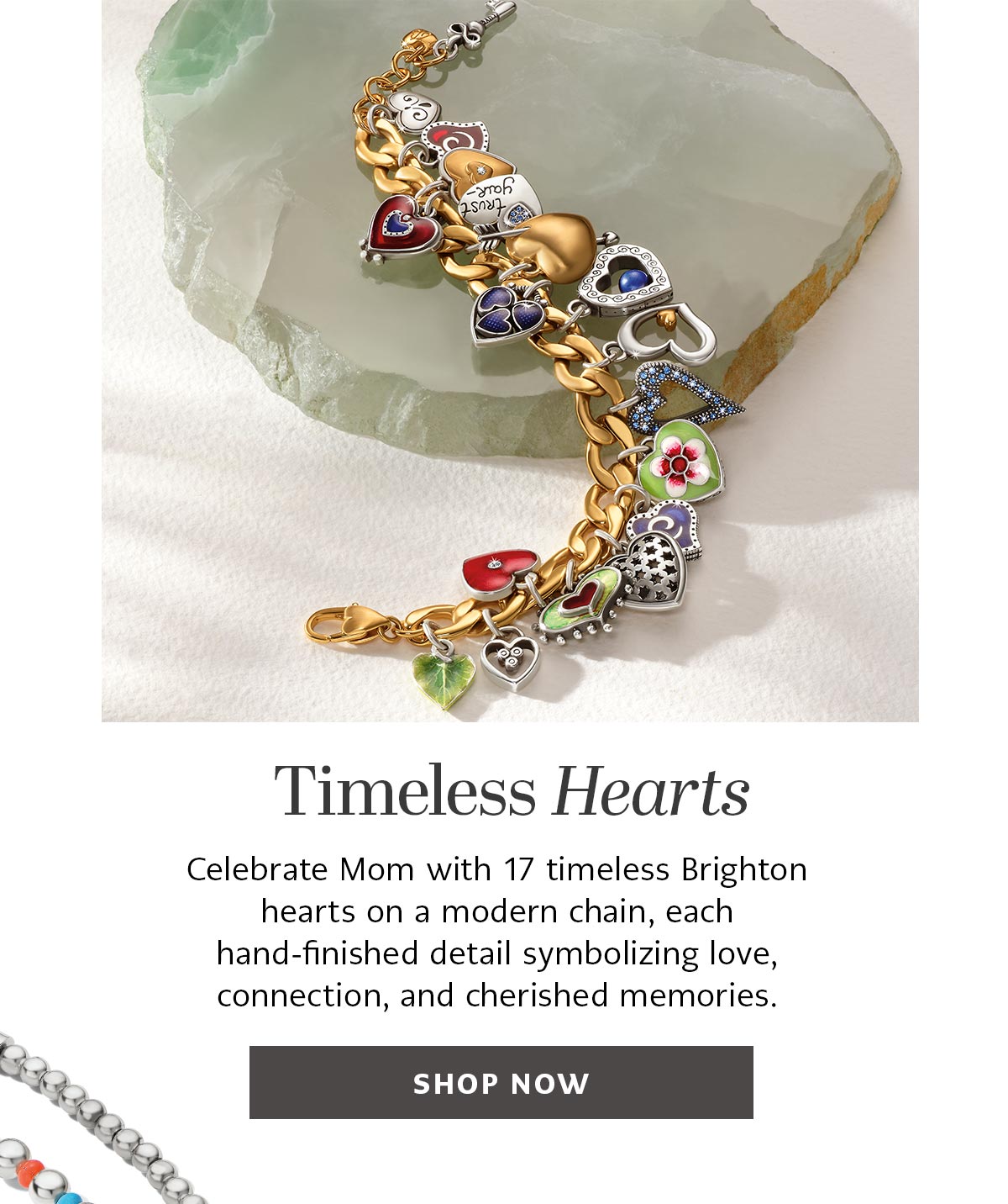 Timeless Hearts - Celebrate Mom with seventeen timeless Brighton hearts on a modern chain, each hand-finished detail symbolizing love, connection, and cherished memories. - Shop Now